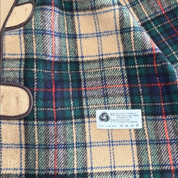 L.L. Bean Vintage Tan Duffle Coat Made in England Tartan Toggle Women’s Size 12 - Picture 8 of 11